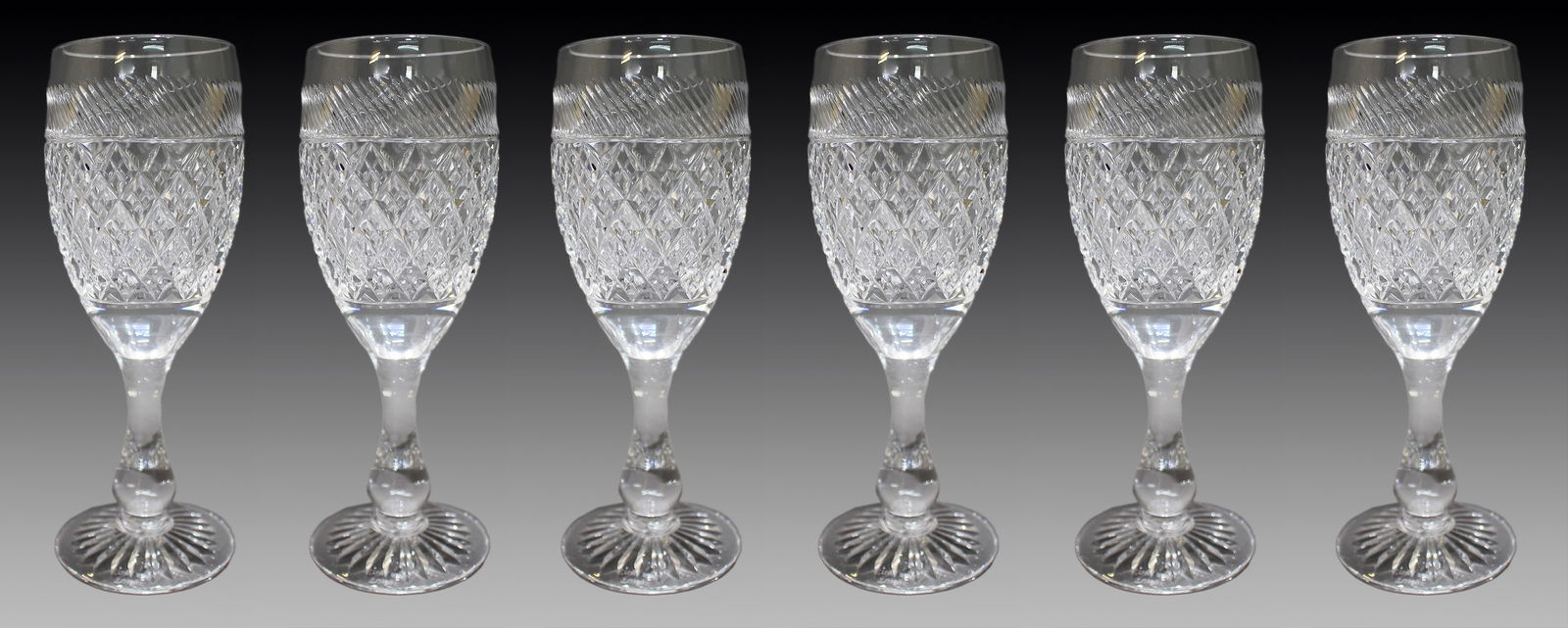 Set of 6 Fine Tudor Crystal Cut Glass Wine Glasses: Title: Set of 6 Fine Tudor Crystal Cut Glass Wine Glasses Description: Set of 6 Fine Tudor Crystal Cut Glass Wine Glasses Beautiful collection of 6 Tudor crystal wine glasses, representing the