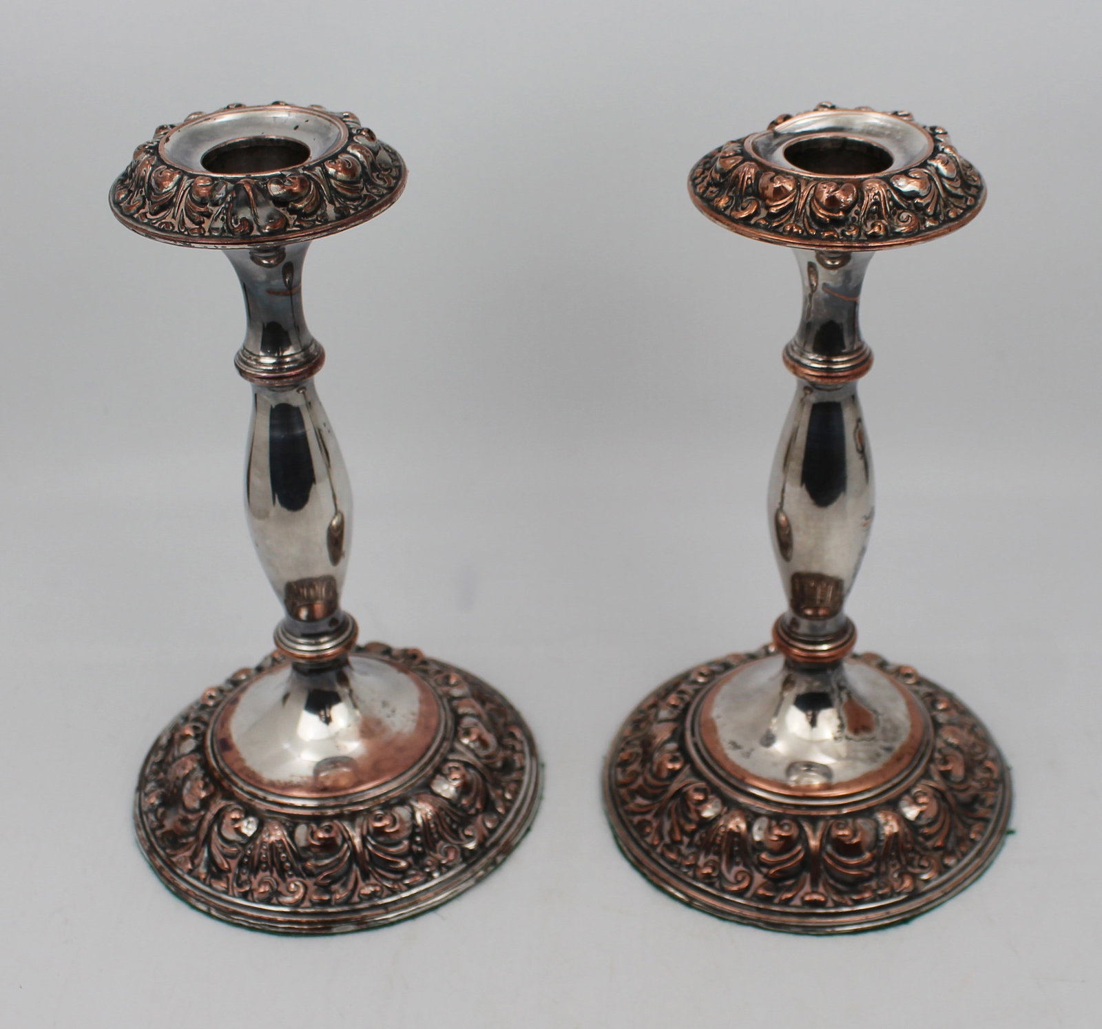 Pair of Antique Sheffield Plate Candlesticks - 2