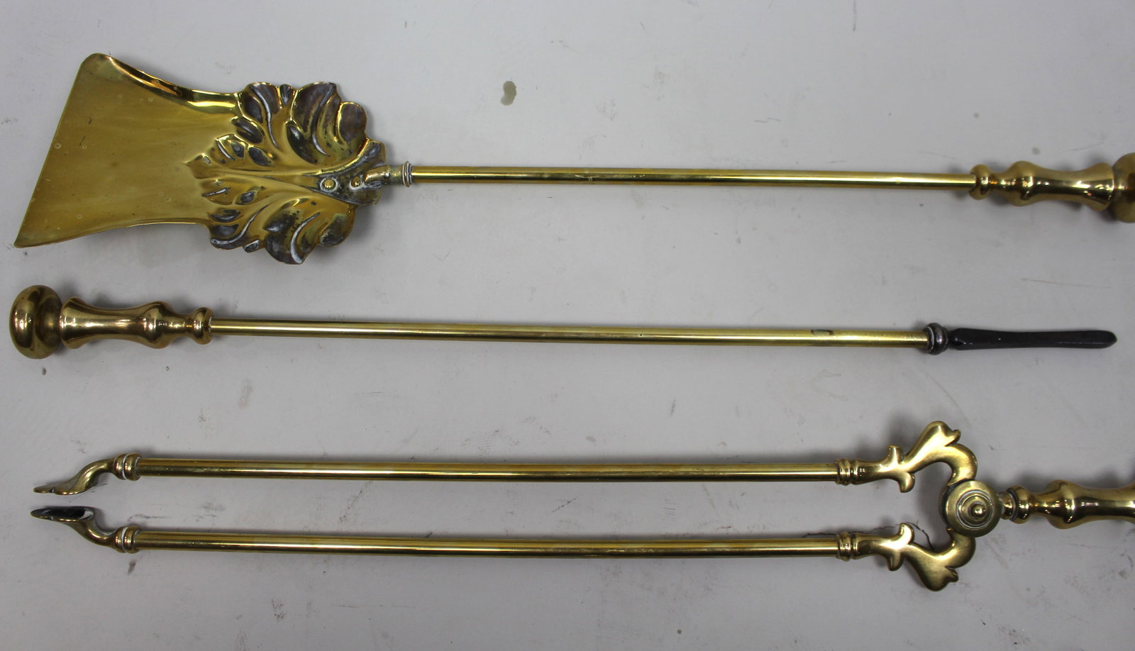 Antique Brass Fireplace Tool Set, English c.1900 - 4