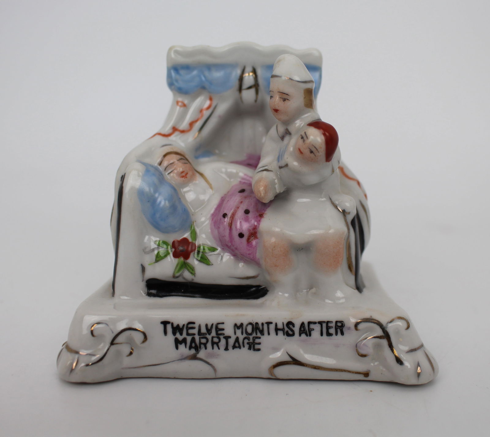 Victorian Fairing Model Twelve Months After Marriage: Title: Victorian Fairing Model Twelve Months After Marriage Description: Victorian, English. Fairing. Measures 9.5 x 6 x 8 (height) cm. Stamped 1887 to the underside Condition: Used