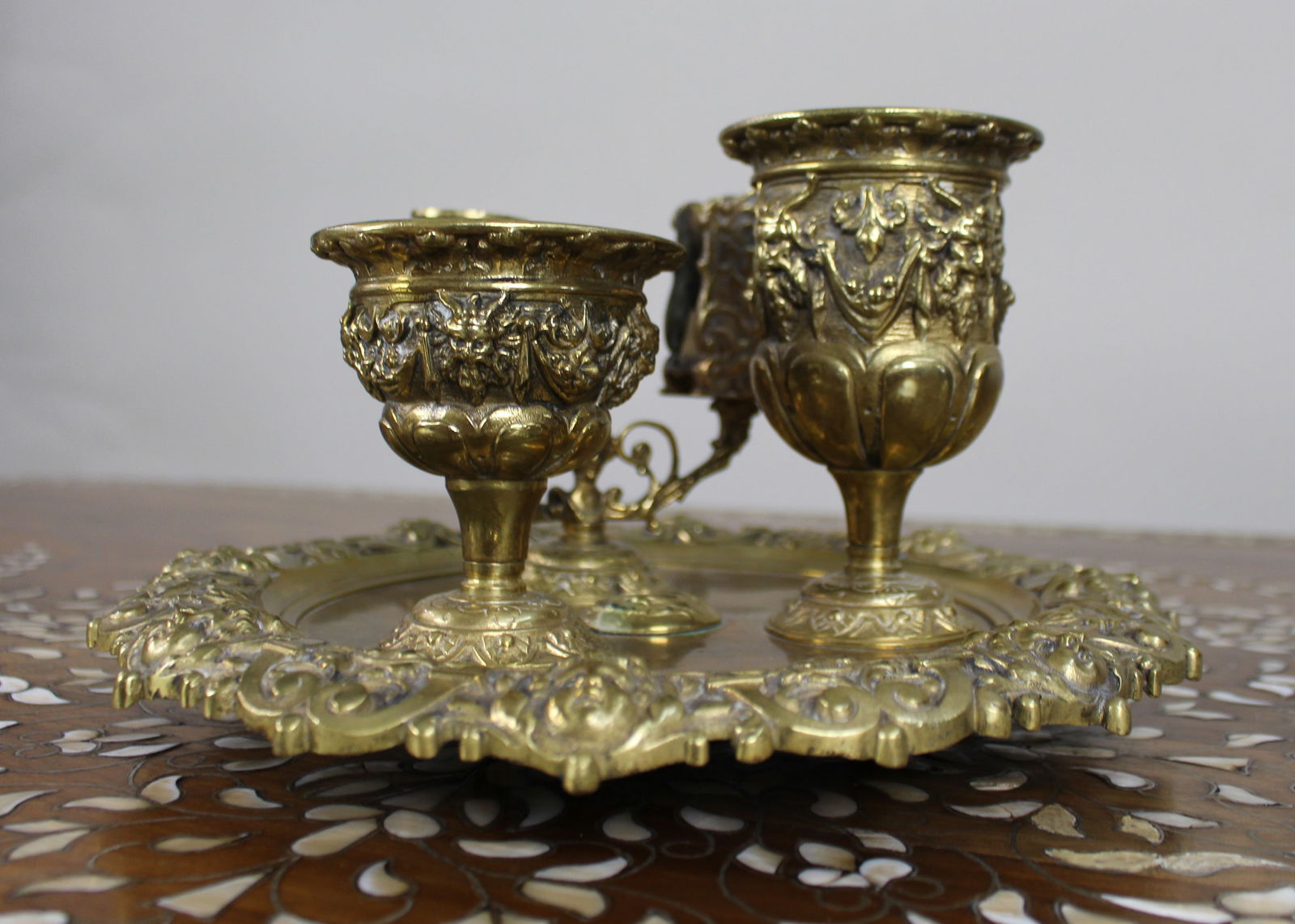 19th c. English Brass Inkwell & Writing Desk Set c.1880 - 3