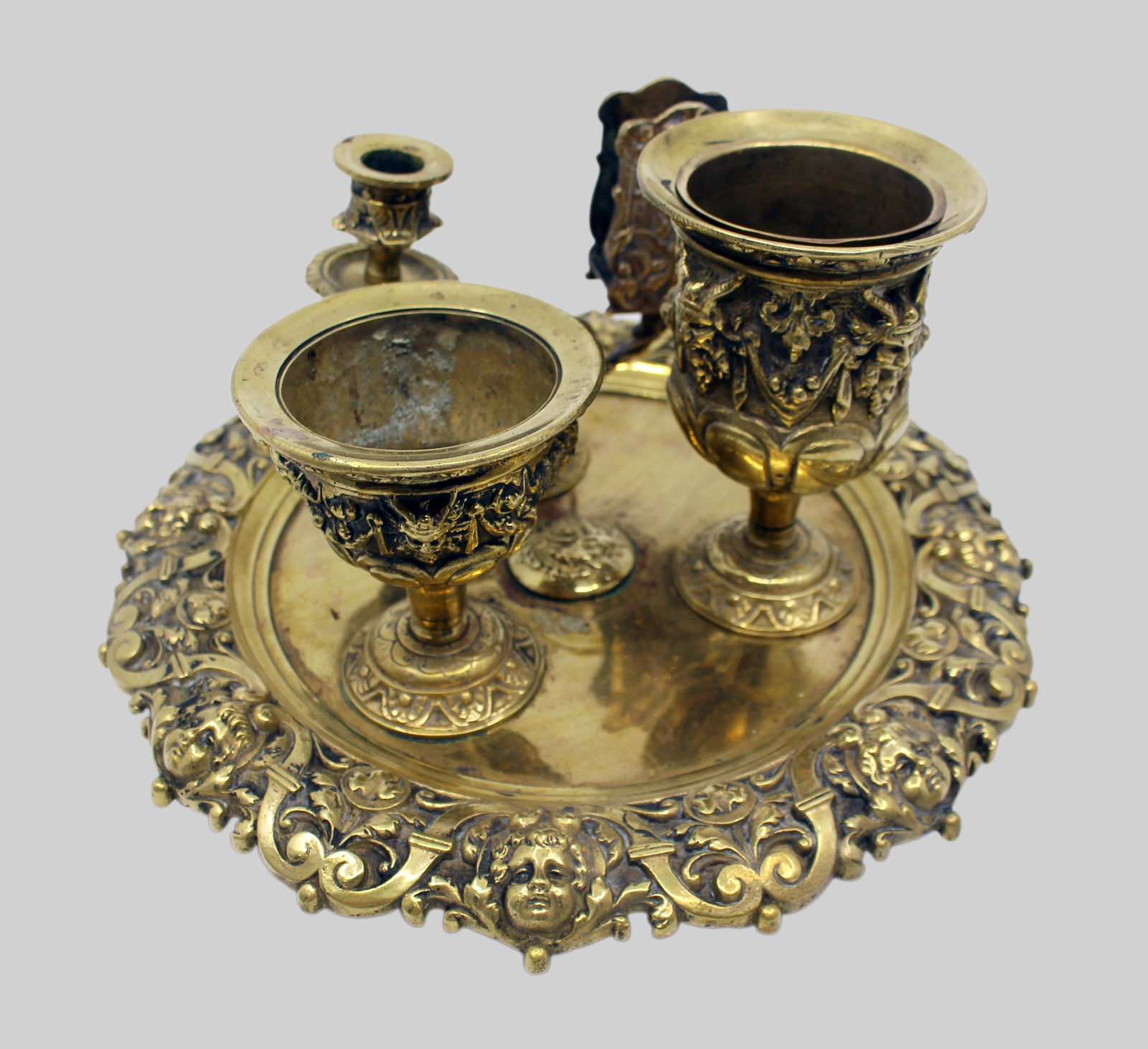 19th c. English Brass Inkwell & Writing Desk Set c.1880 - 7