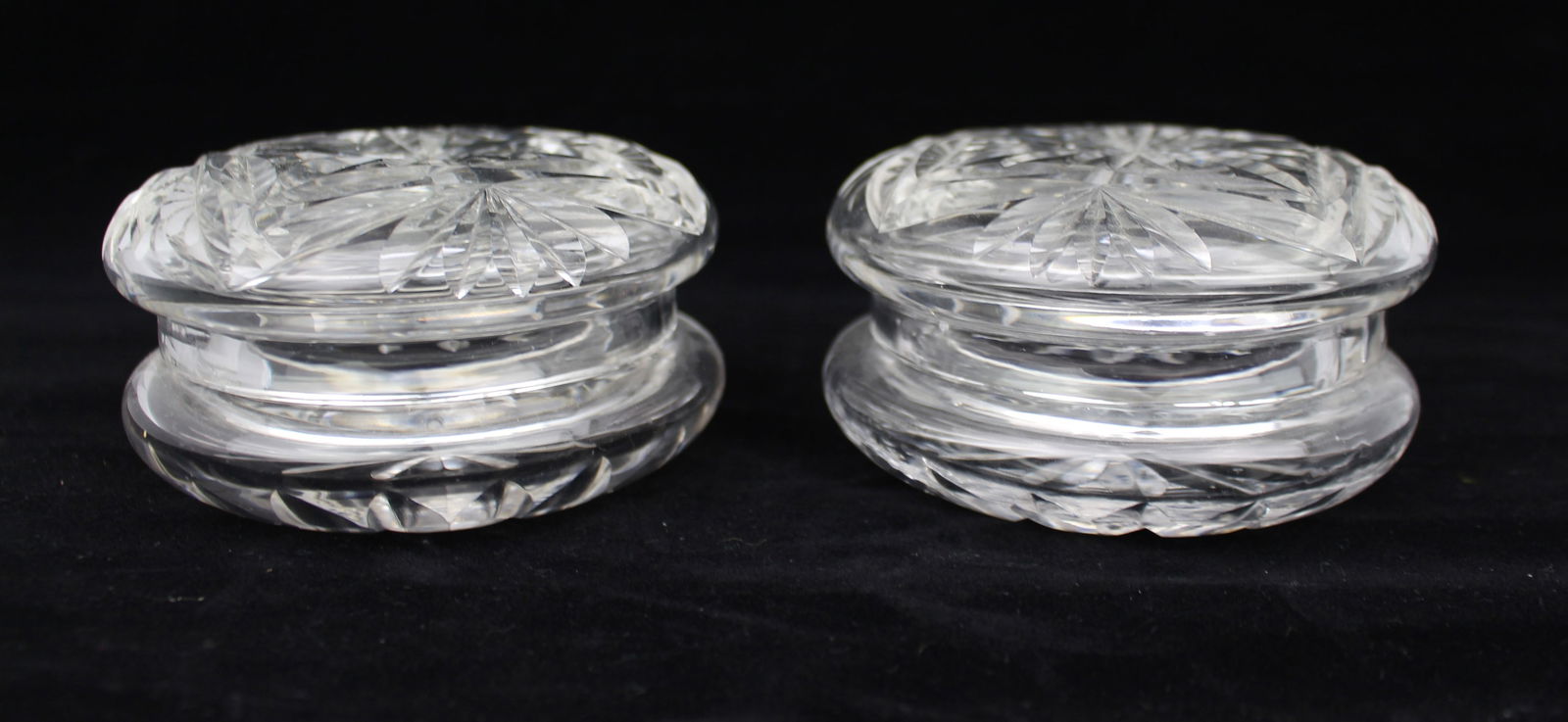 Pair of Vintage Walsh Crystal Bowl & Covers - 2