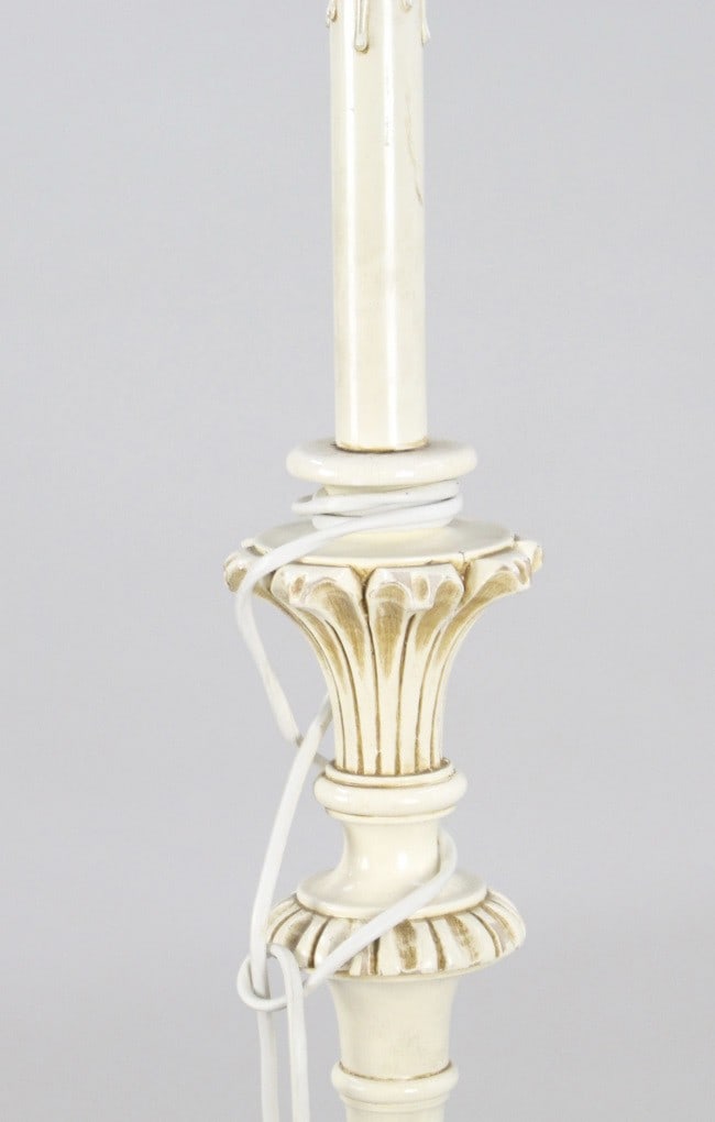 Vintage Carved Wood Painted Shabby Chic Standard Lamp - 3