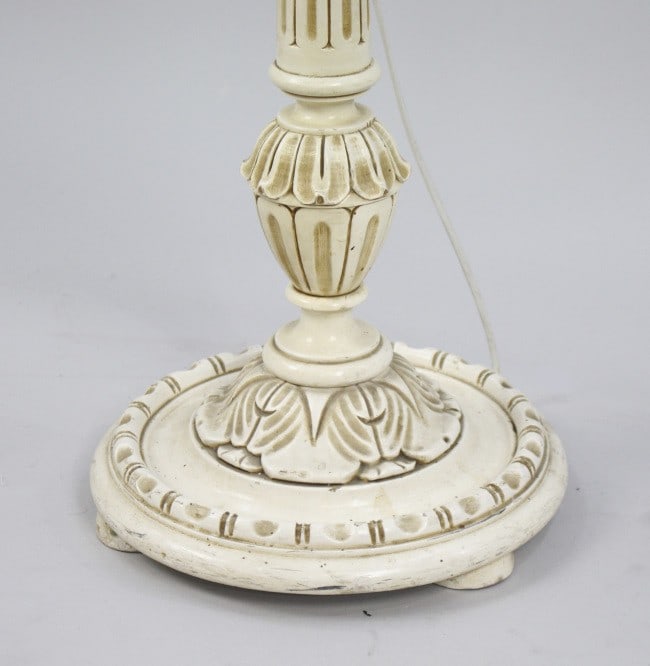 Vintage Carved Wood Painted Shabby Chic Standard Lamp - 7