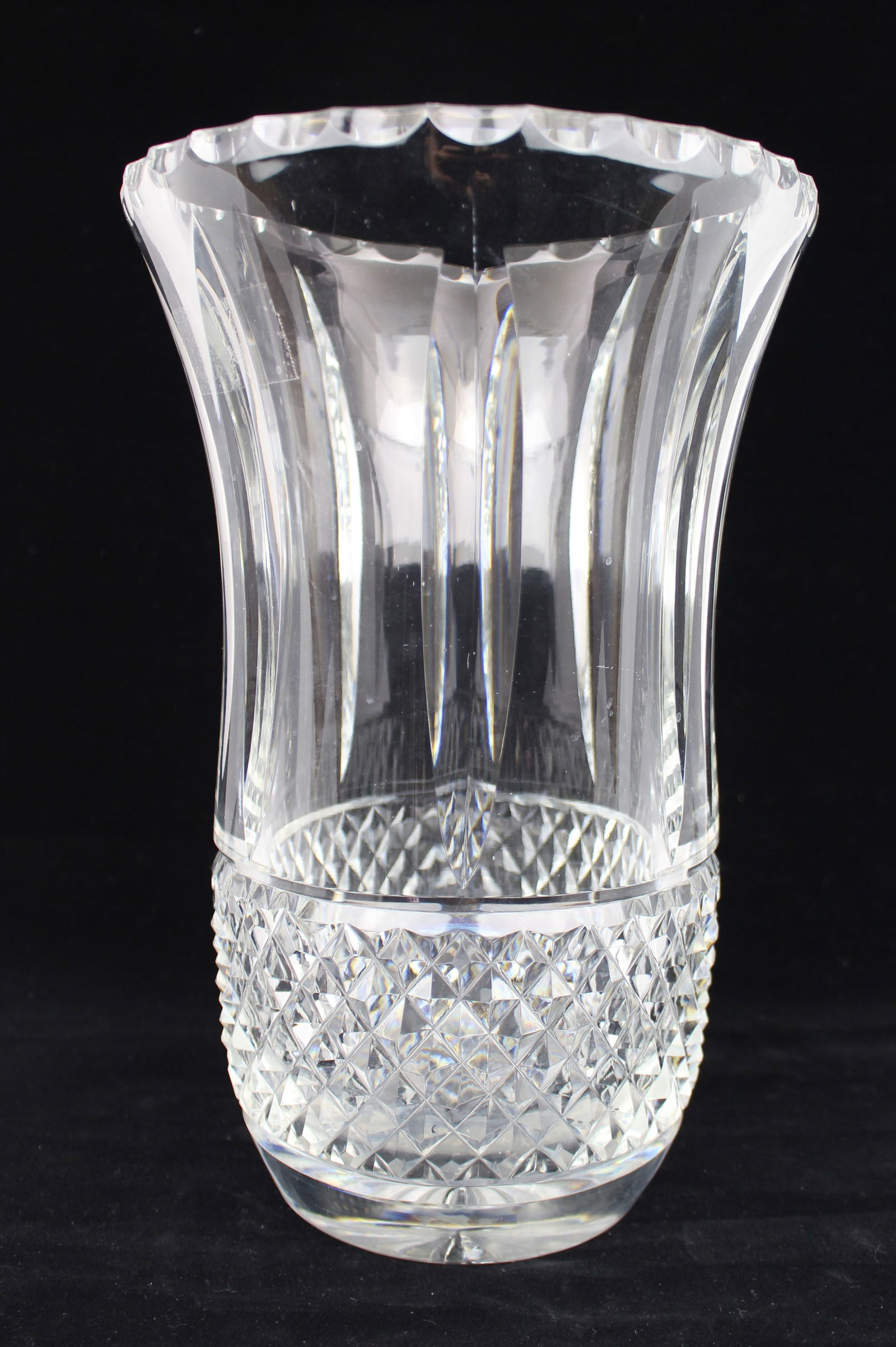Large Cut Crystal Vase with Diamond and Fluted Detail (1 of 4)