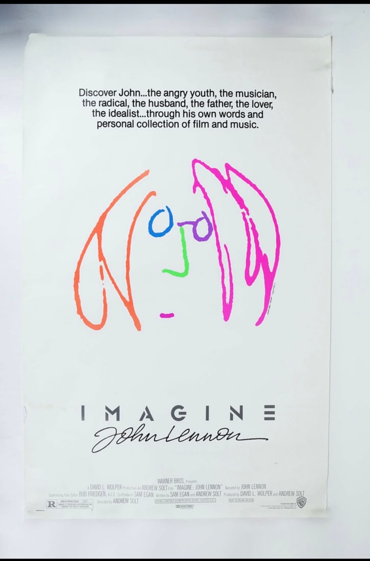Original Vintage Movie Poster For Imagine John Lennon, 1988: Title: Original Vintage Movie Poster For Imagine John Lennon, 1988 Description: Year: 1988 Nationality: United States Condition: rolled, Unframed Type: Original One Sheet Size : 104 cm x