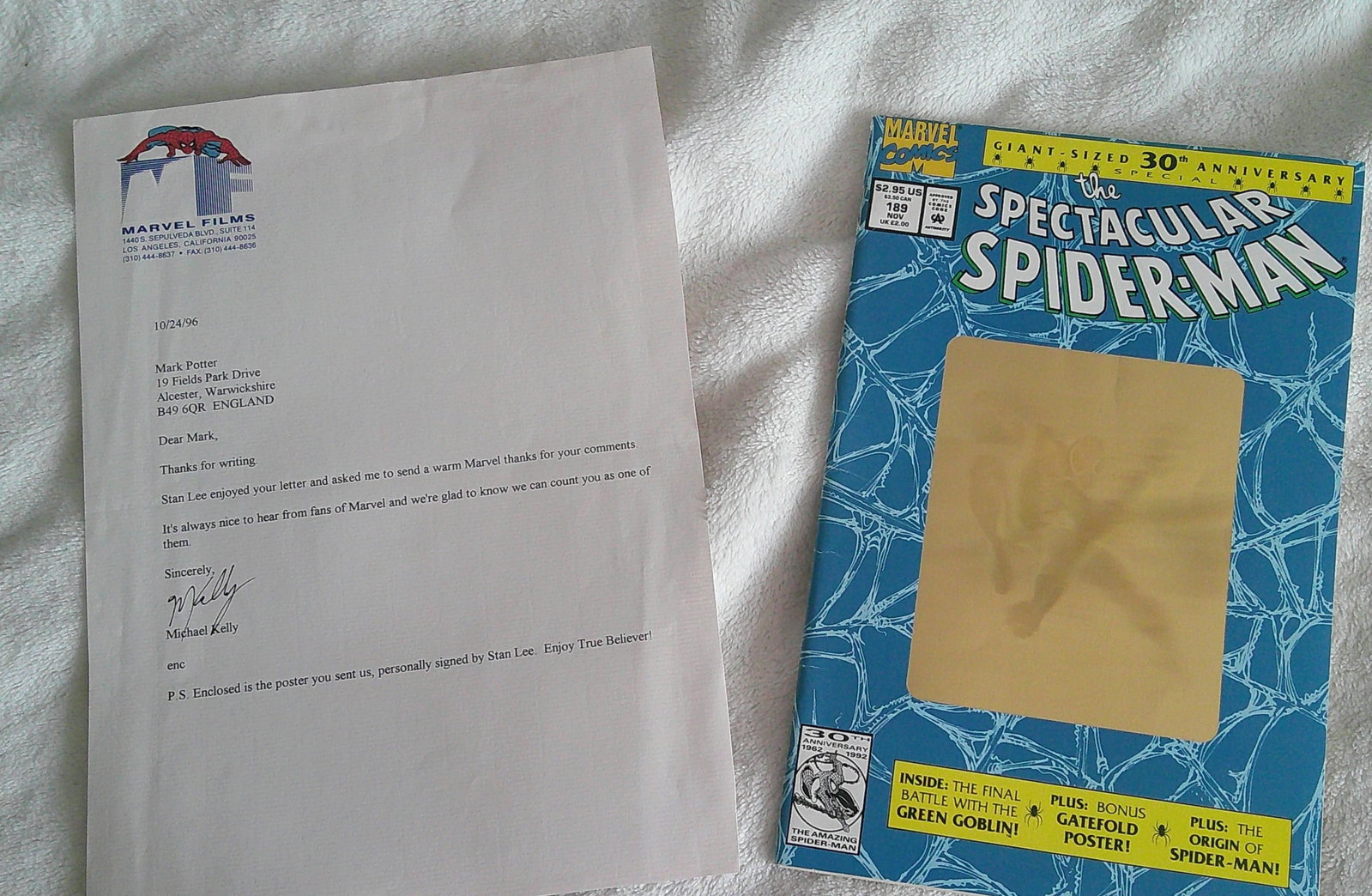 Marvel (1996) ‘Spectacular Spiderman’ 30th Anniversary Comic, Fold Out Poster Signed Sta: Title: Marvel (1996) ‘Spectacular Spiderman’ 30th Anniversary Comic, Fold Out Poster Signed Stan Lee, 1922– Description: Marvel (1996) ‘Spectacular Spiderman’ 30th