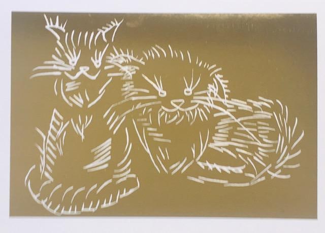 Ai Weiwei (b.1957 Chinese), Cats, (Gold Edition) Gold Foil Blocking, Framed, 2022 (1 of 8)