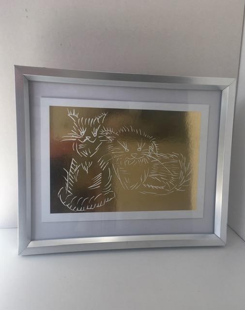 Ai Weiwei (b.1957 Chinese), Cats, (Gold Edition) Gold Foil Blocking, Framed, 2022 - 2
