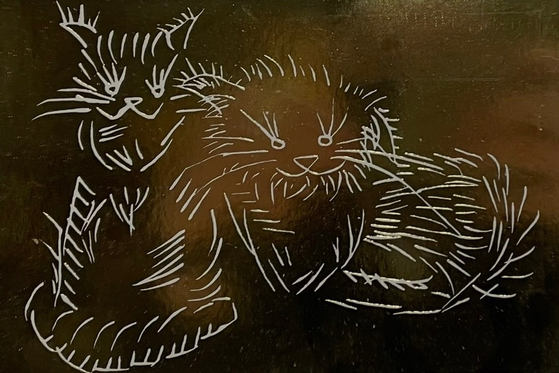 Ai Weiwei (b.1957 Chinese), Cats, (Gold Edition) Gold Foil Blocking, Framed, 2022 - 8