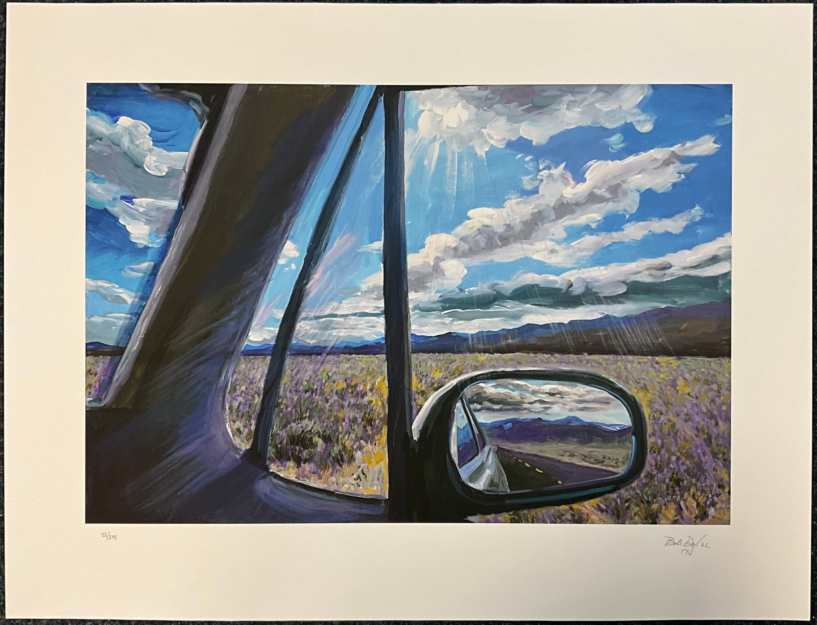 Bob Dylan (b1941) ‘Sideview Mirror’, Retrospectrum Collection, Editioned, Print, Certifi: Title: Bob Dylan (b1941) ‘Sideview Mirror’, Retrospectrum Collection, Editioned, Print, Certificate, 2022 Description: Bob Dylan (b1941) ‘Sideview Mirror’, Retrospectrum