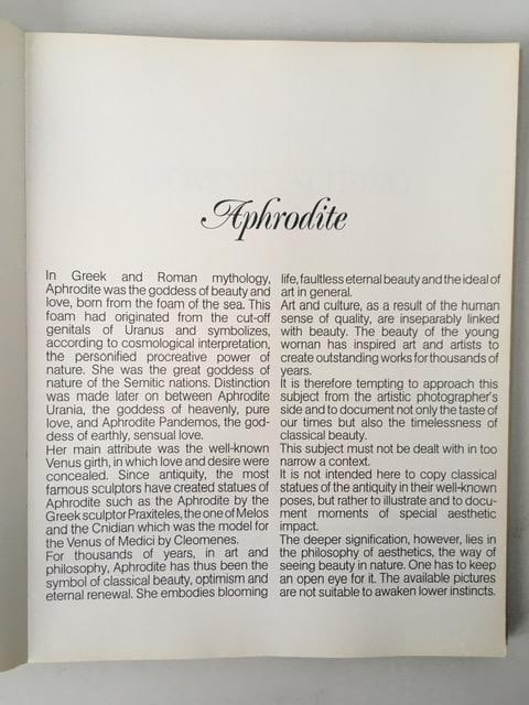 Dominik Alterio ‘Aphrodite’ First Edition, Book, Erotic Art Photography, 1983 ( + 35 bw  - 3