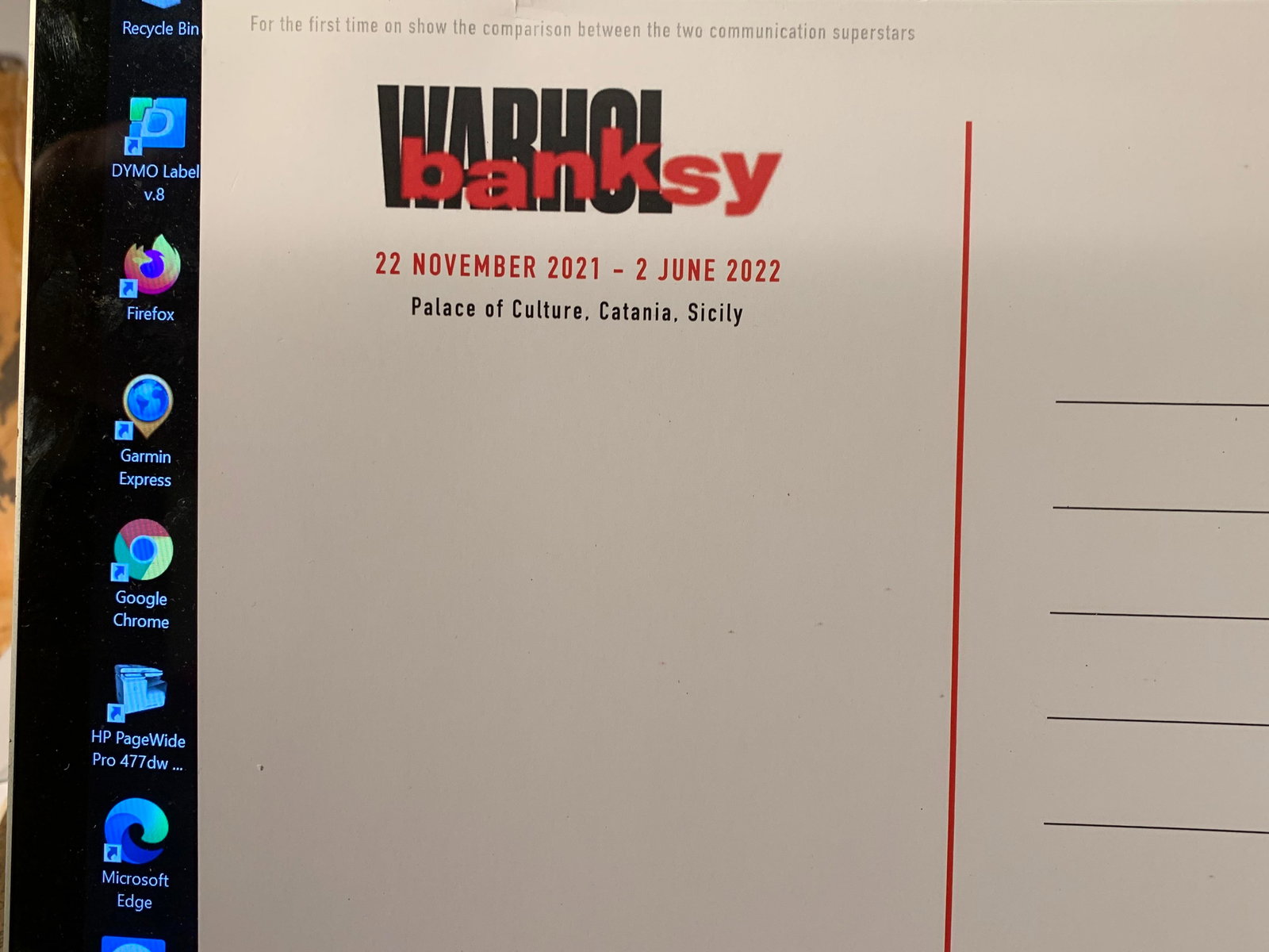 Banksy Rare Sicily Museum Invite Card Rare Free Post In UK - 3