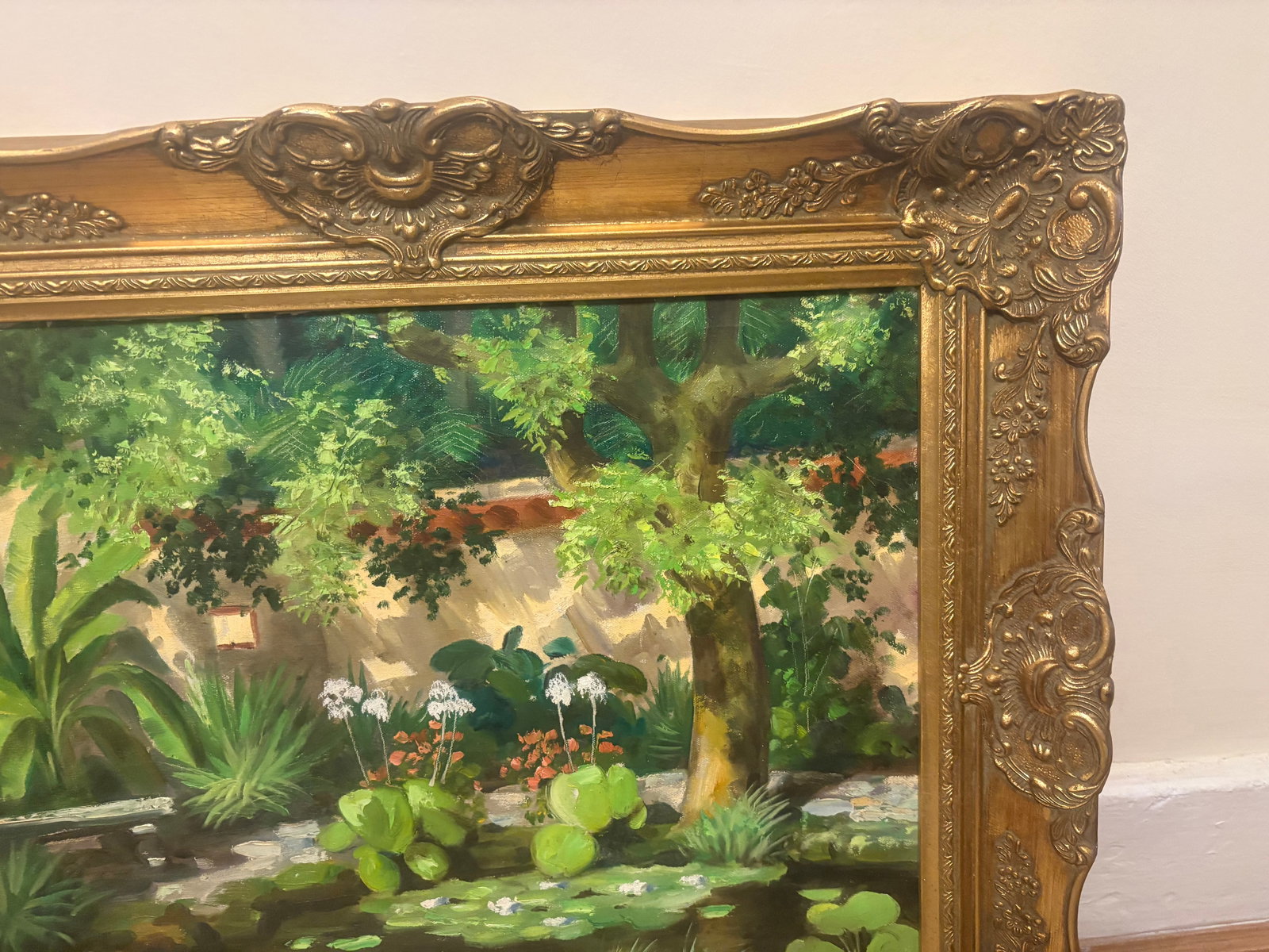 H. Volkmann Oil On Canvas A Formal Garden With Lily Pond; Signed - 3