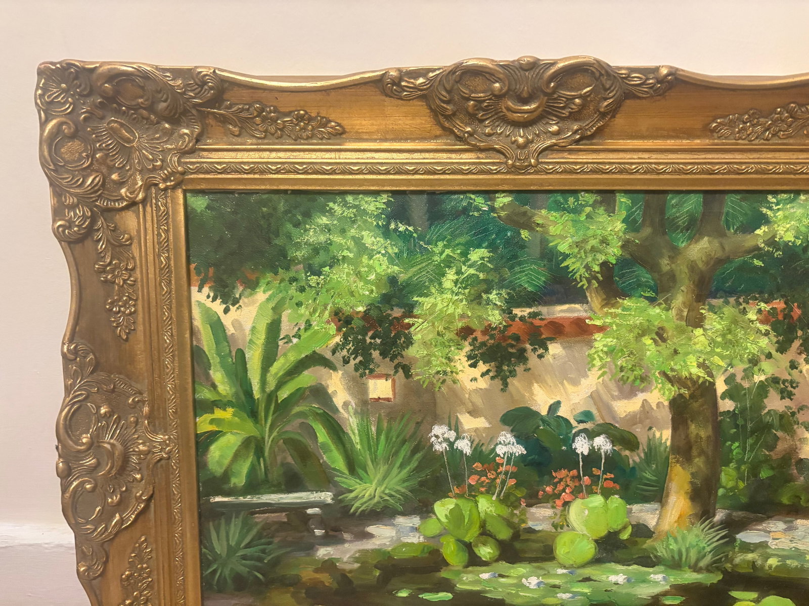 H. Volkmann Oil On Canvas A Formal Garden With Lily Pond; Signed - 4