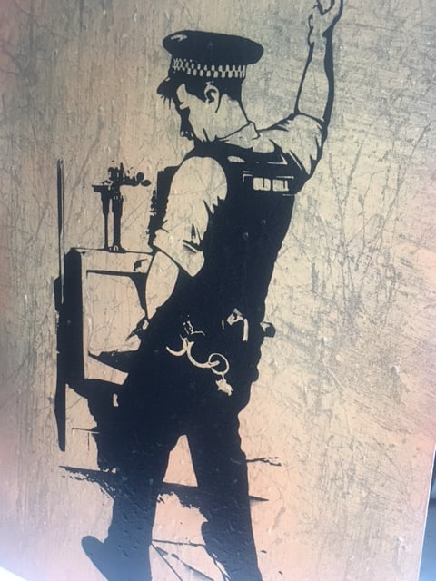 Rourke Van Dal(b1964) ‘Pissing Copper’, Spray Paint Stencil, Board, Signed, 1 Off Editio - 5