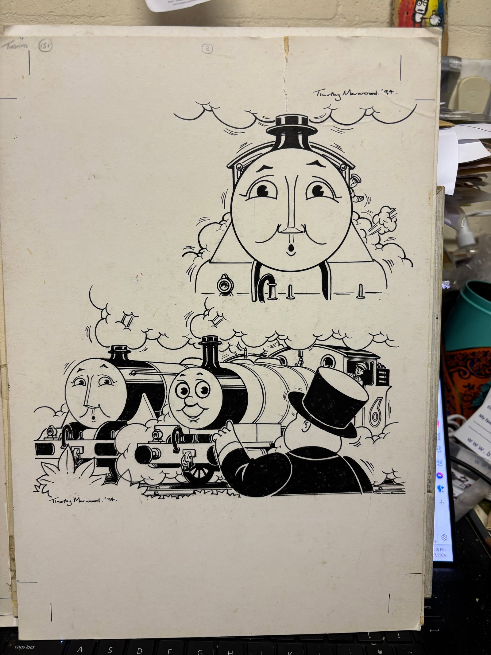 Thomas The Tank Engine & Friends Original Unique Quad Artwork 1992 Free Post In UK (1 of 1)