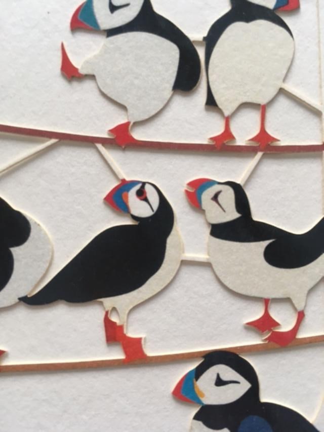 Ge Feng (b1967) ‘Fretwork’ ‘Puffins’ Cardboard Cut-Out In Vibrant Colours, 2 - 5
