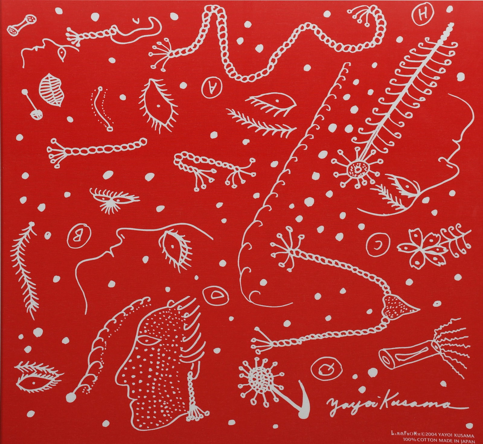 Yayoi Kusama (b 1929) ‘Faces’ Silk Screen Printed On Cotton, Framed, 2021: Title: Yayoi Kusama (b 1929) ‘Faces’ Silk Screen Printed On Cotton, Framed, 2021 Description: Yayoi Kusama (b 1929) ‘Faces’ silk screen printed on cotton, framed, 2021 