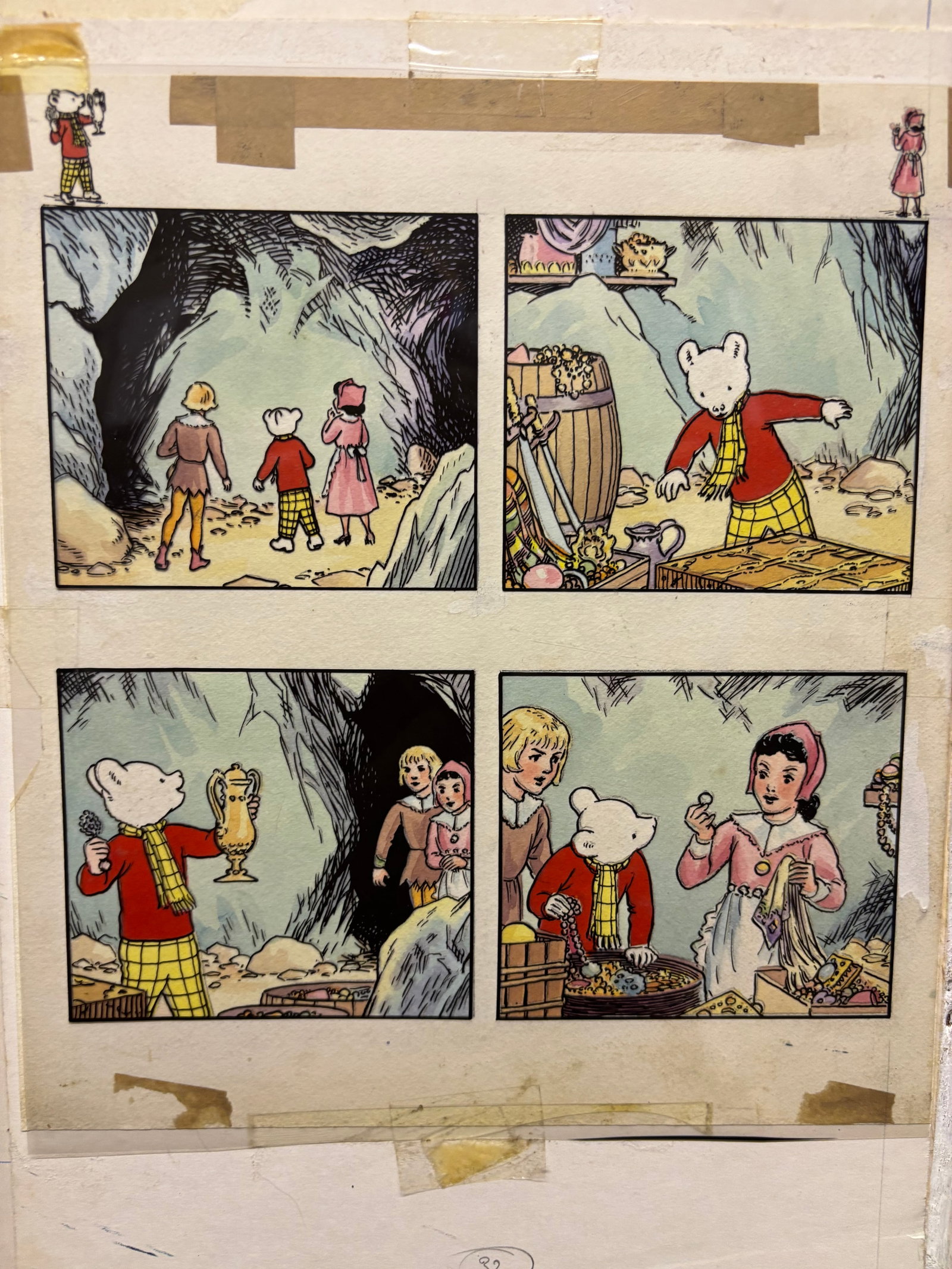 Original Alfred Bestall Rupert Artwork For Rupert Bear Annual 1981 Page 32 Signed Free Post UK: Title: Original Alfred Bestall Rupert Artwork For Rupert Bear Annual 1981 Page 32 Signed Free Post UK Description: Alfred Bestall , best known for his artwork on the Rupert stories. This is a