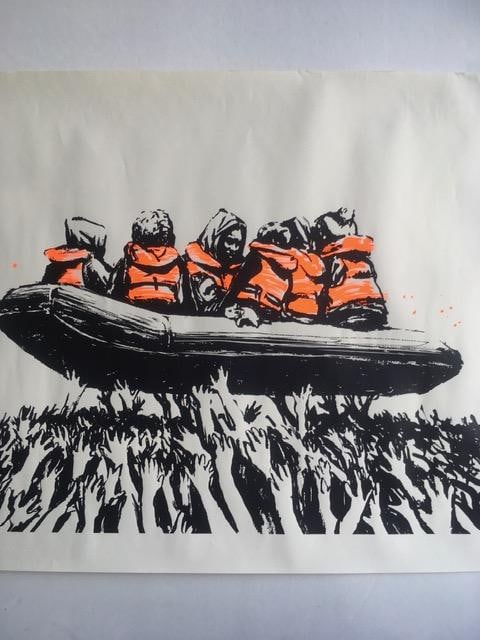 Banksy (b1974) Glastonbury Festival No9 Poster, ‘Immigrant Boat’ Screenprint With Proven - 4