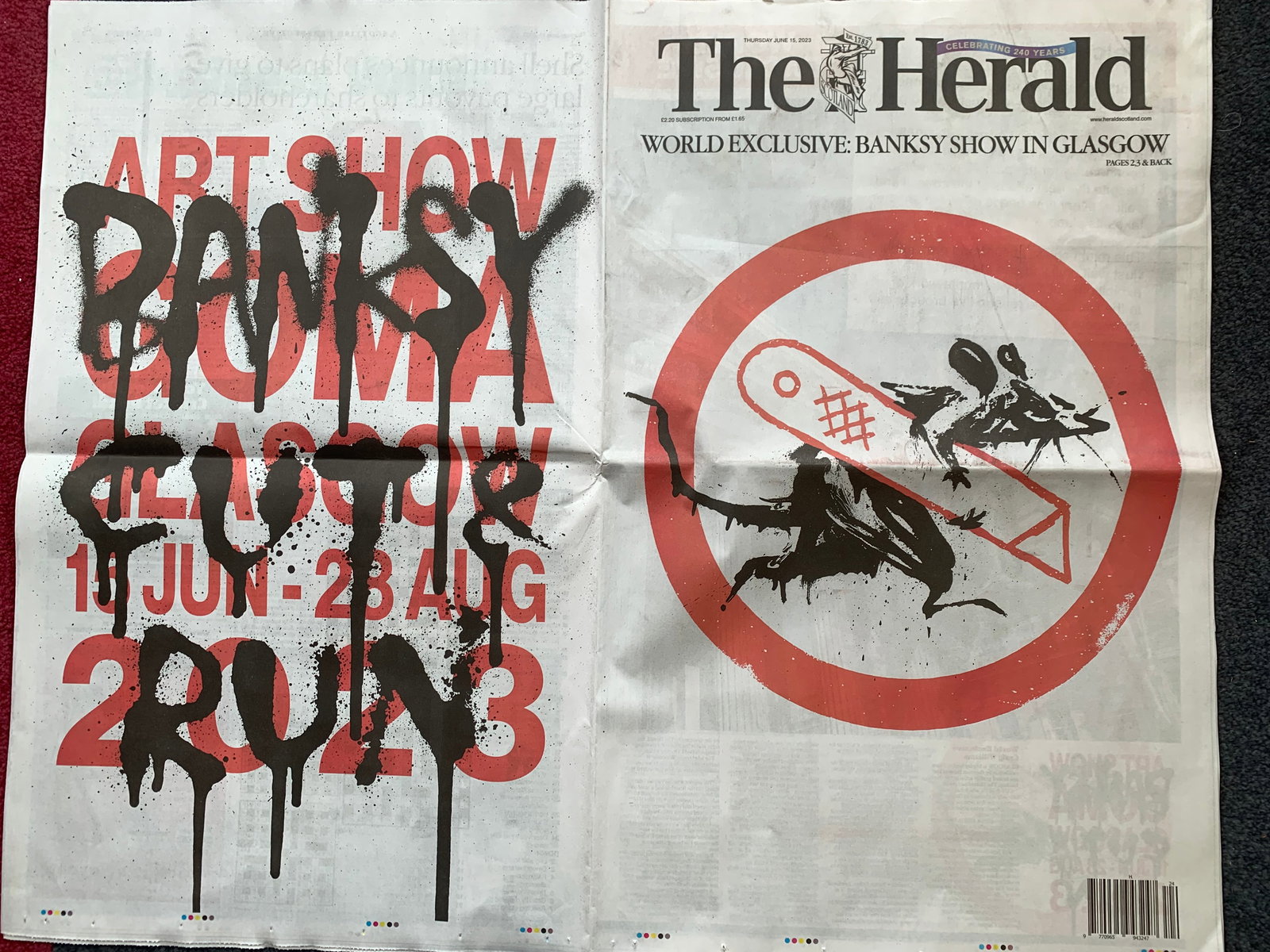 Banksy Limited Edition Glasgow Newspaper Free Post Worldwide - 2
