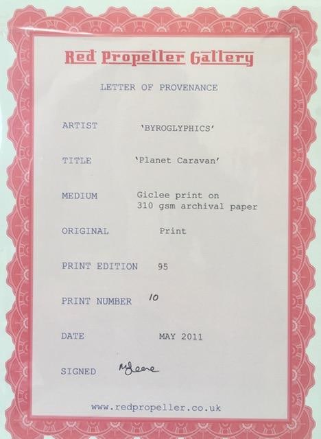 Byroglyphics (b.1971) ‘Planet Caravan’ lithograph, signed, edition, COA verso, 2011, fra - 3