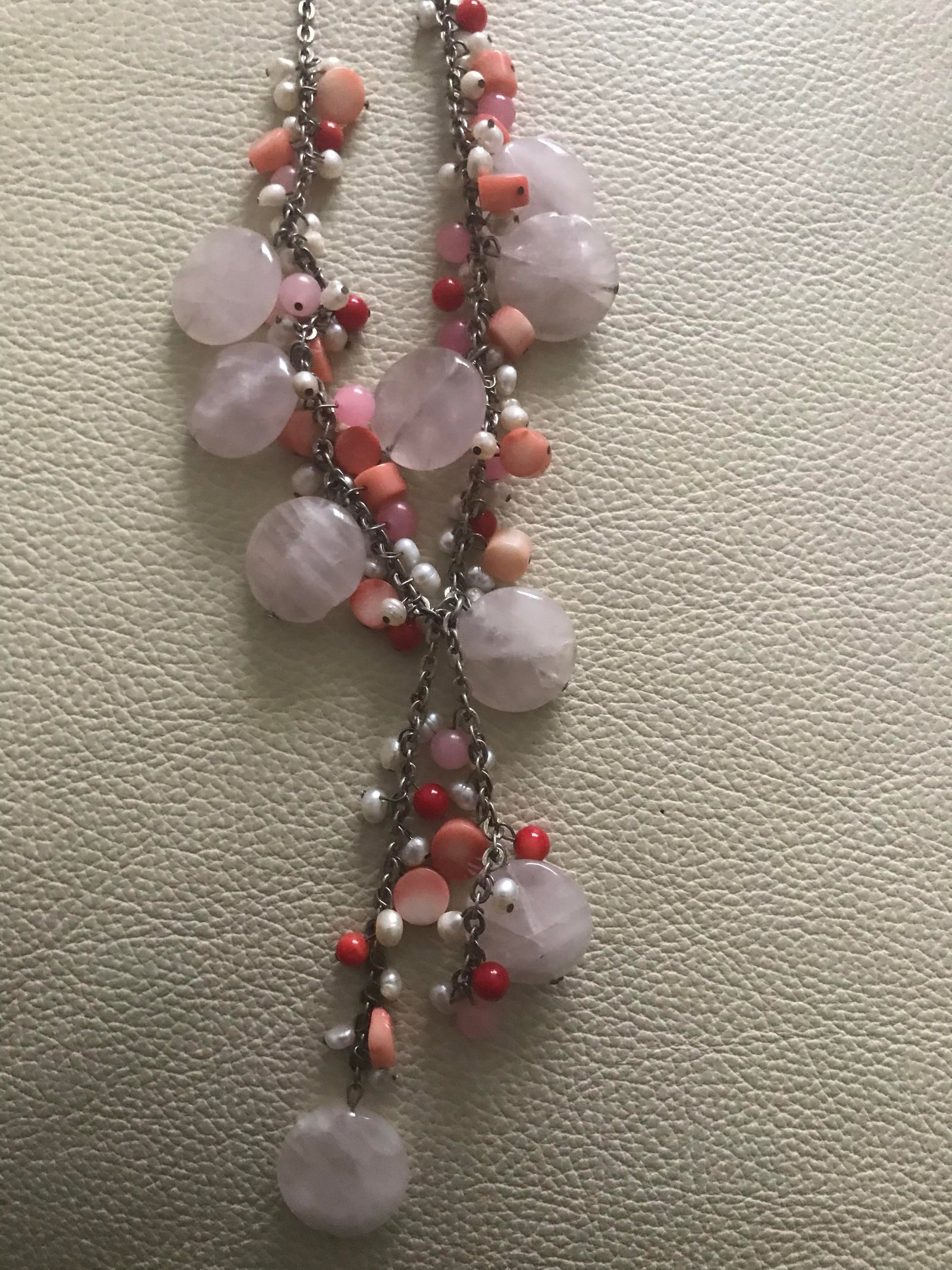 Butler & Wilson Rose Quartz, Pearl and Coral Bead Necklace - 4