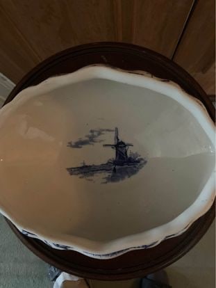 Vintage Delph Porcelaine Bowl: Title: Vintage Delph Porcelaine Bowl Description: Vintage Delph Porcelain Bowl. Oval; 12” long; 7.5” wide; 4.5” high. Perfect condition. In my family for 70
