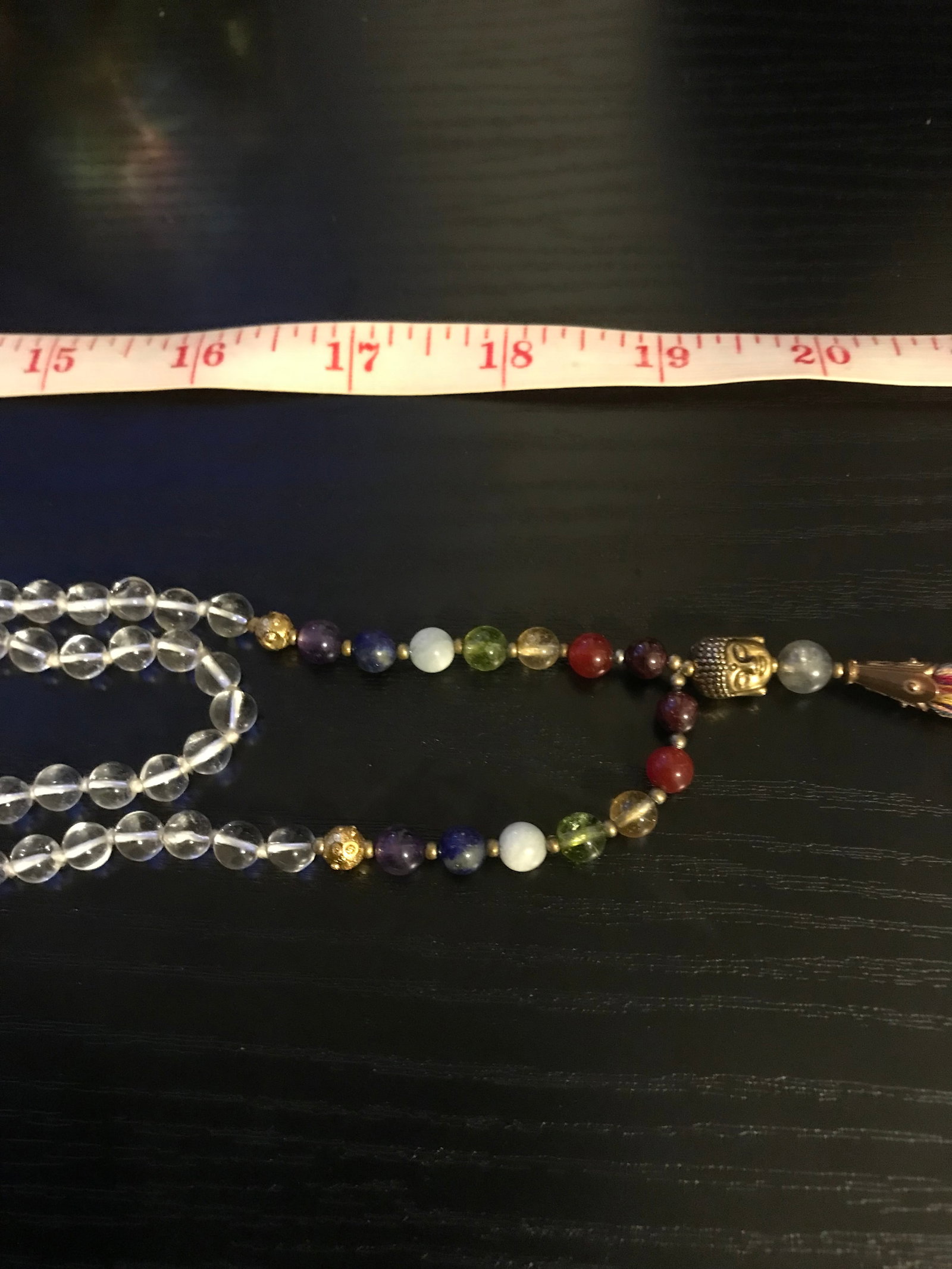 Clear Quartz Long Bead Necklace With Buddha Charm and Tassle - 4