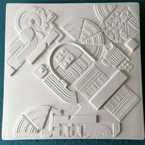 Sir Eduardo Paolozzi,CBE,RA (1924-2005) Mural Plaque, Abstract Architectural Biscuit Porcelain, 1...: Title: Sir Eduardo Paolozzi,CBE,RA (1924-2005) Mural Plaque, Abstract Architectural Biscuit Porcelain, 1978 Description: Sir Eduardo Paolozzi,CBE,RA(1924-2005) Rosenthal Mural Plaque, Abstract