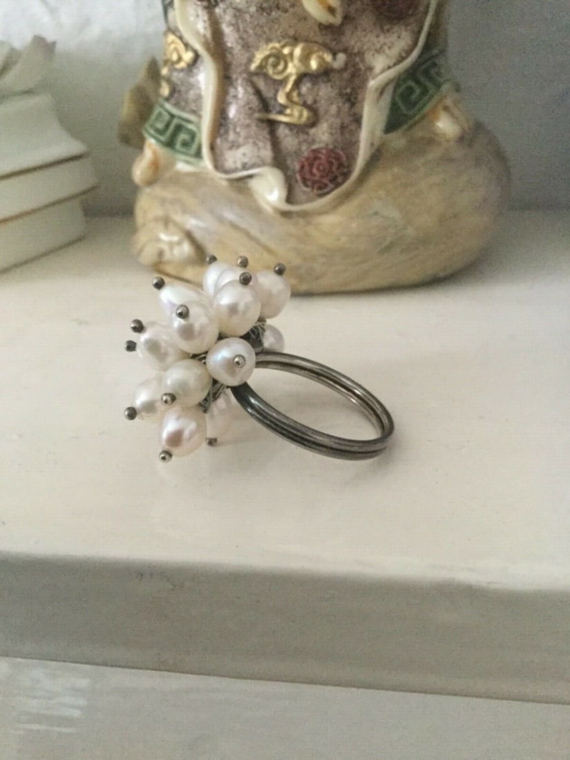 Azuni Pearl Cluster Ring UK Size N - 2