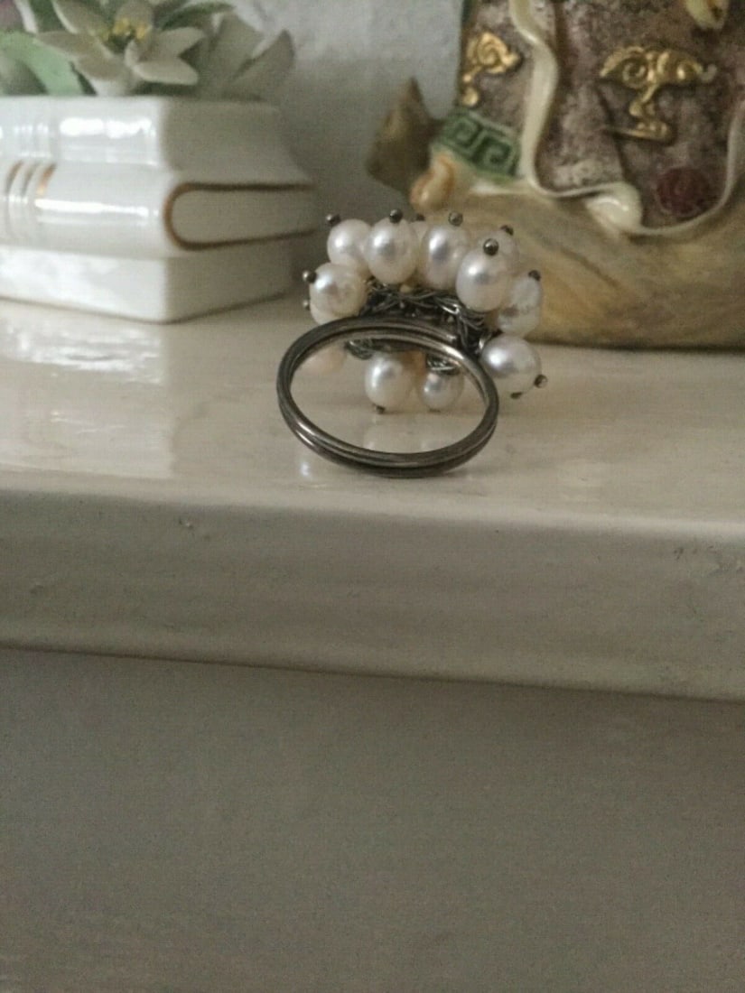 Azuni Pearl Cluster Ring UK Size N - 3