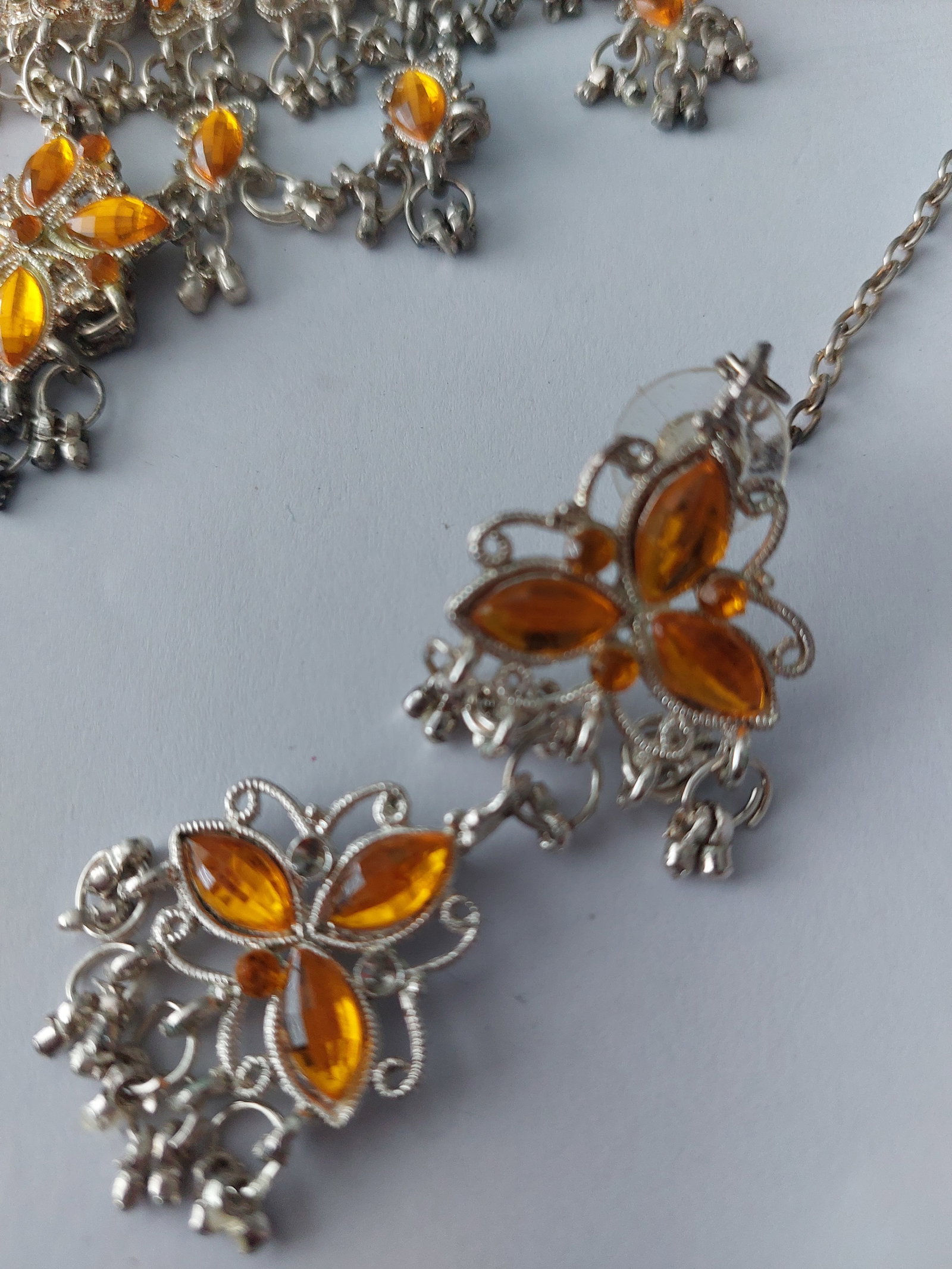 Spectacular Amber Colour Necklace and Earrings, Vintage - 2
