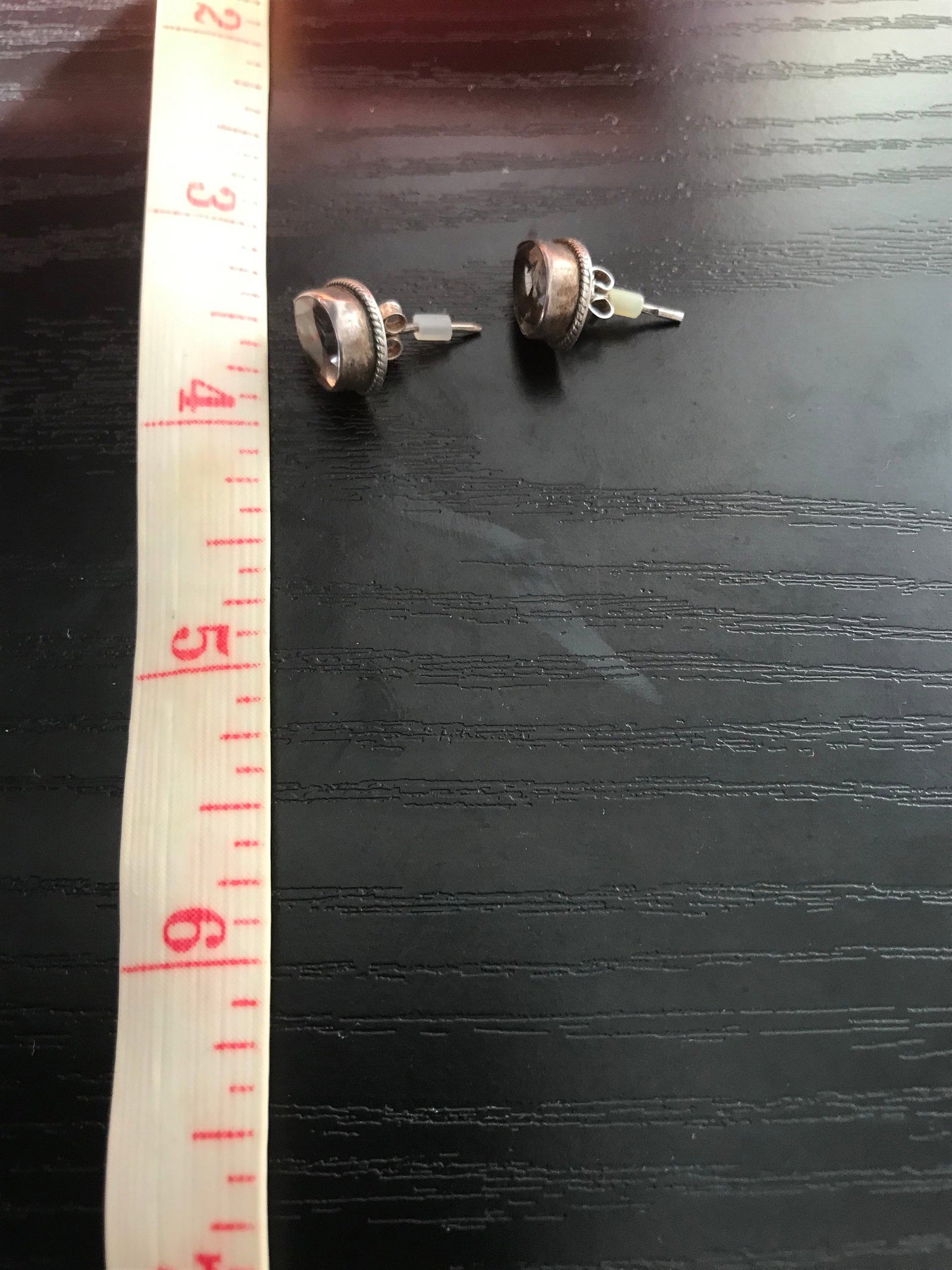 Smoky Quartz Sterling Silver Stud Earrings - 2