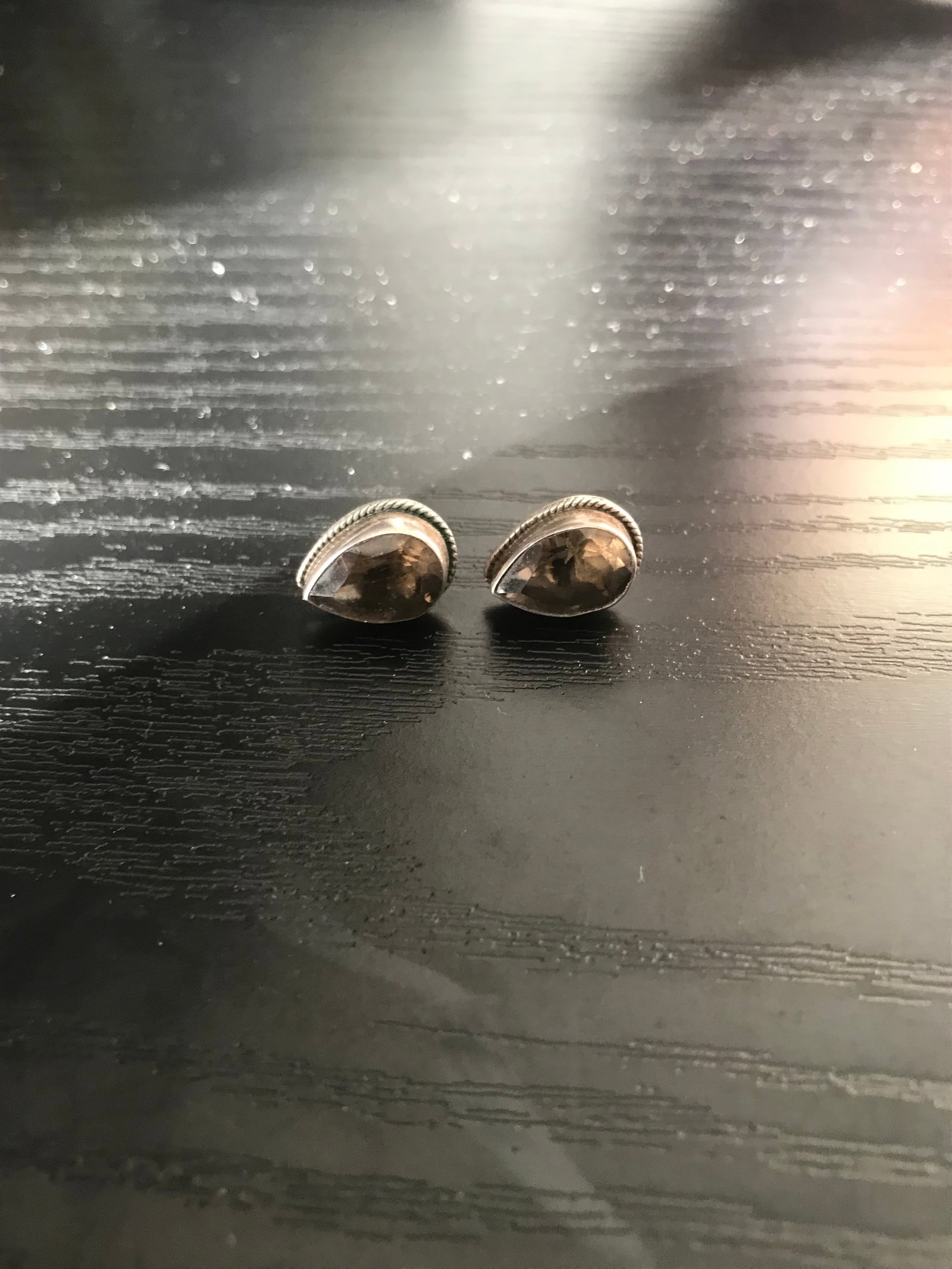 Smoky Quartz Sterling Silver Stud Earrings - 5
