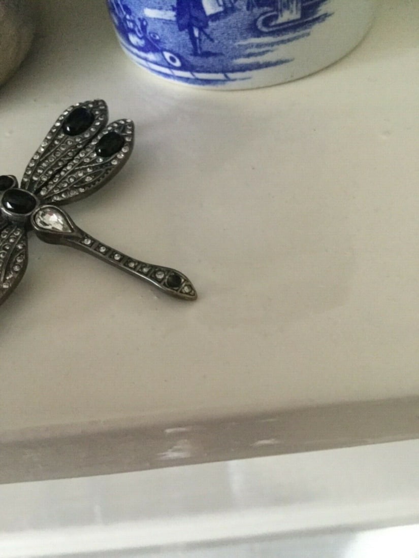 Vintage Signed MMA Dragonfly Brooch Rhinestone Dragonfly Brooch Pendant - 4