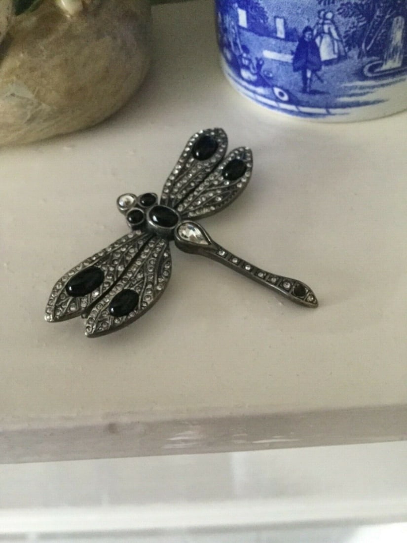 Vintage Signed MMA Dragonfly Brooch Rhinestone Dragonfly Brooch Pendant - 5