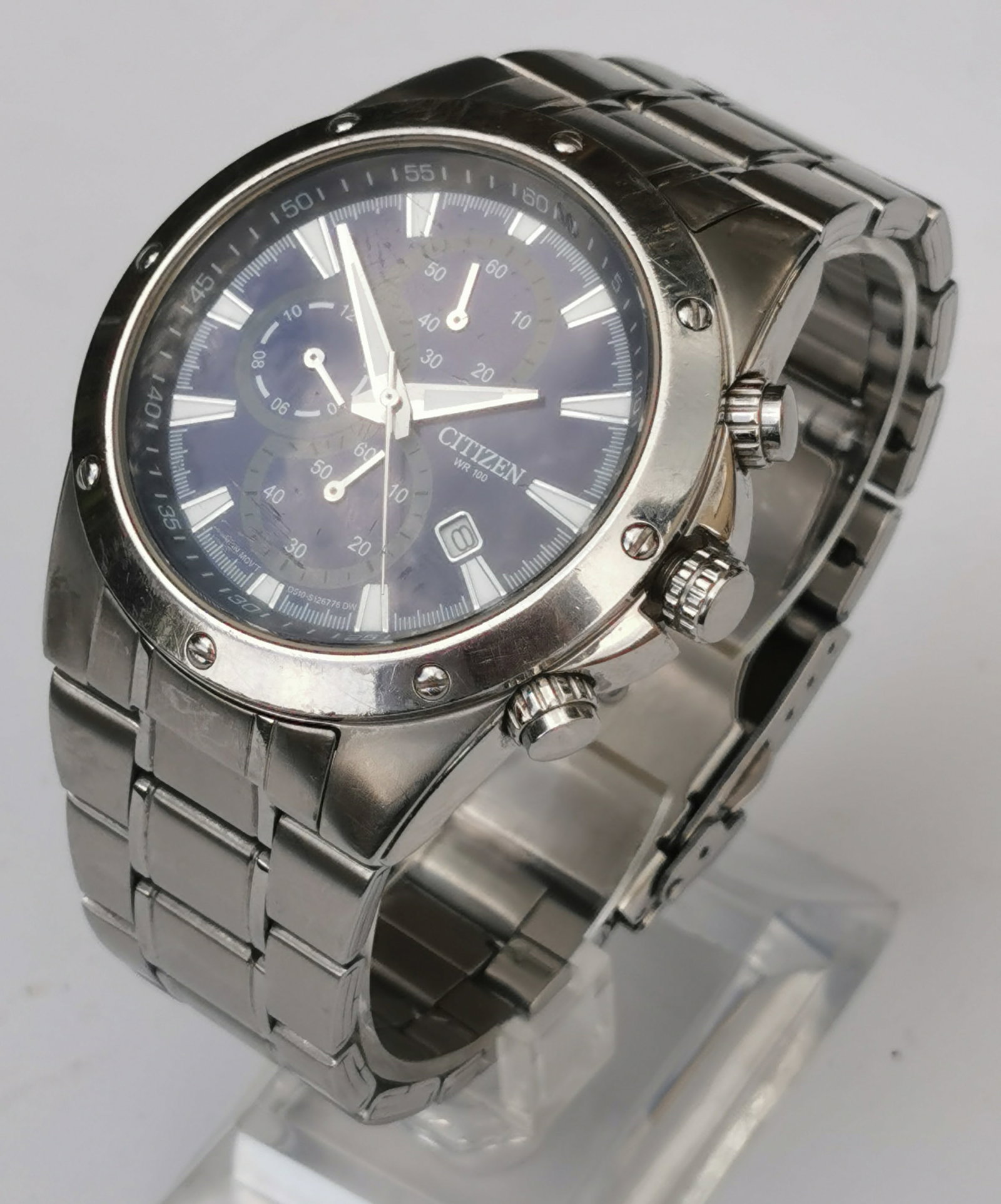 Citizen Stainless Steel Chronograph Watch - Blue Dial - 48mm - GN-4-S (1 of 5)