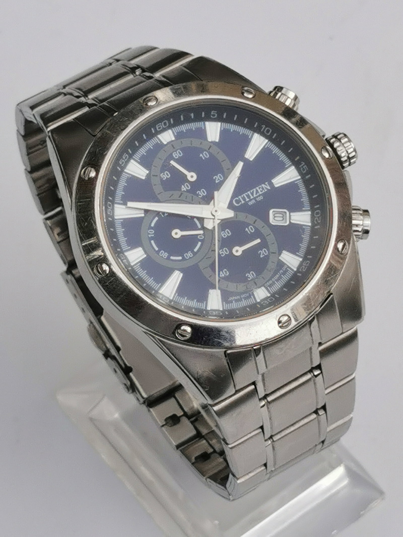 Citizen Stainless Steel Chronograph Watch - Blue Dial - 48mm - GN-4-S - 2