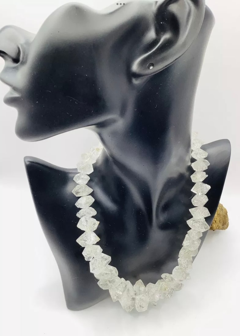 Artisan Unique Handmade Double Terminated Graduated Diamond Quartz Necklace: Title: Artisan Unique Handmade Double Terminated Graduated Diamond Quartz Necklace Description: This truly stunning bespoke unique one-off artisan handmade statement necklace has been created with