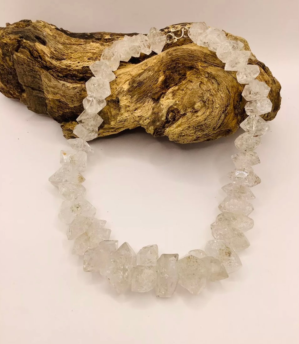 Artisan Unique Handmade Double Terminated Graduated Diamond Quartz Necklace - 2