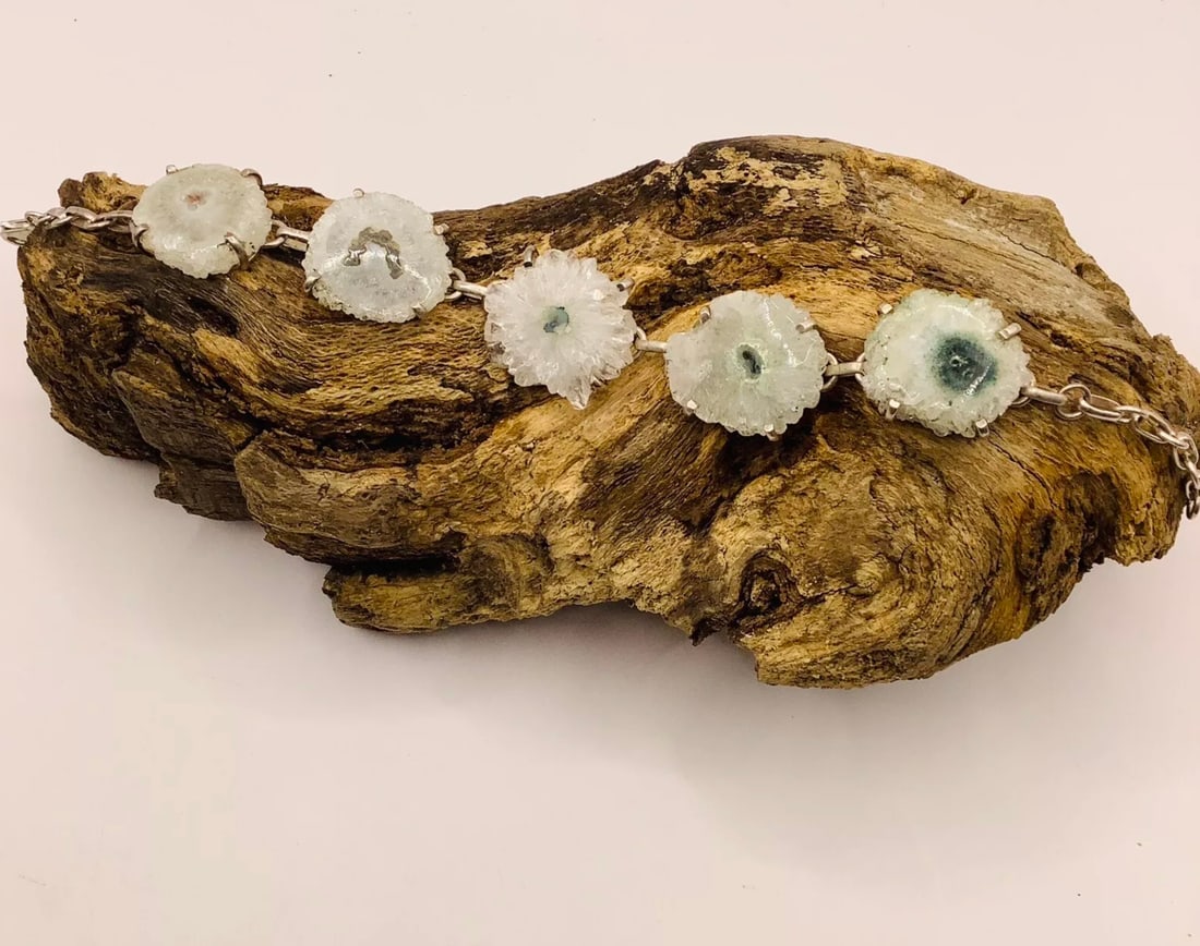 Artisan Bespoke Unique Handcrafted Sterling Silver & Solar Quartz Bracelet - 2