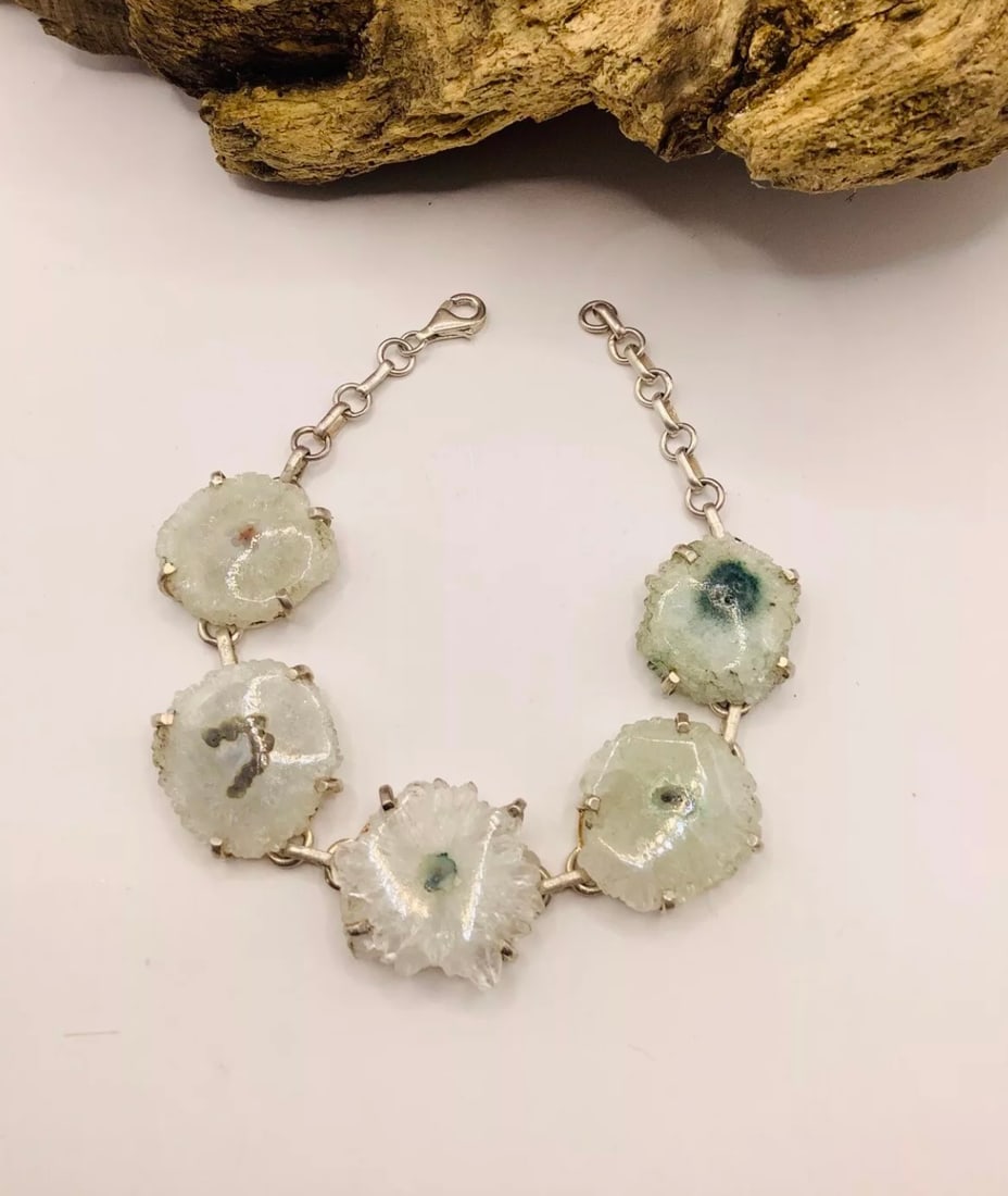 Artisan Bespoke Unique Handcrafted Sterling Silver & Solar Quartz Bracelet - 3