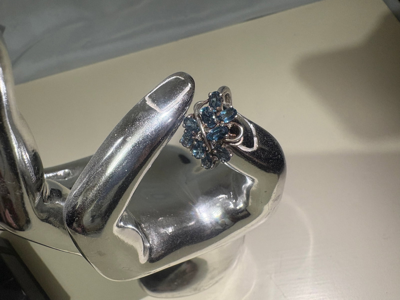 Silver Ring With Blue Stones, 4 grams, Q/R - 3