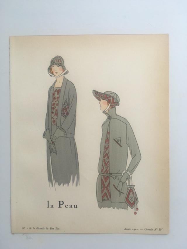 Gazette Bon Du Ton, ‘La Peau’ Pochoir Print, Art Deco, Framed, 1922, France - 9