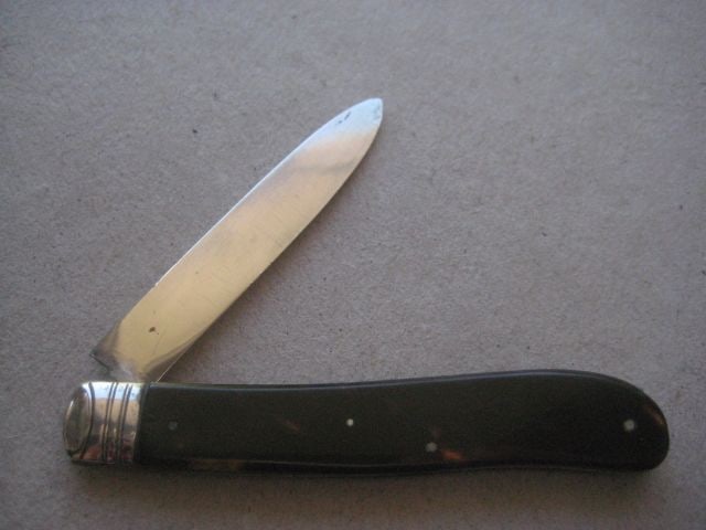 Rare Victorian Abalone Inlaid Silver Bladed Folding Fruit Knife, Birmingham 1868 - 2