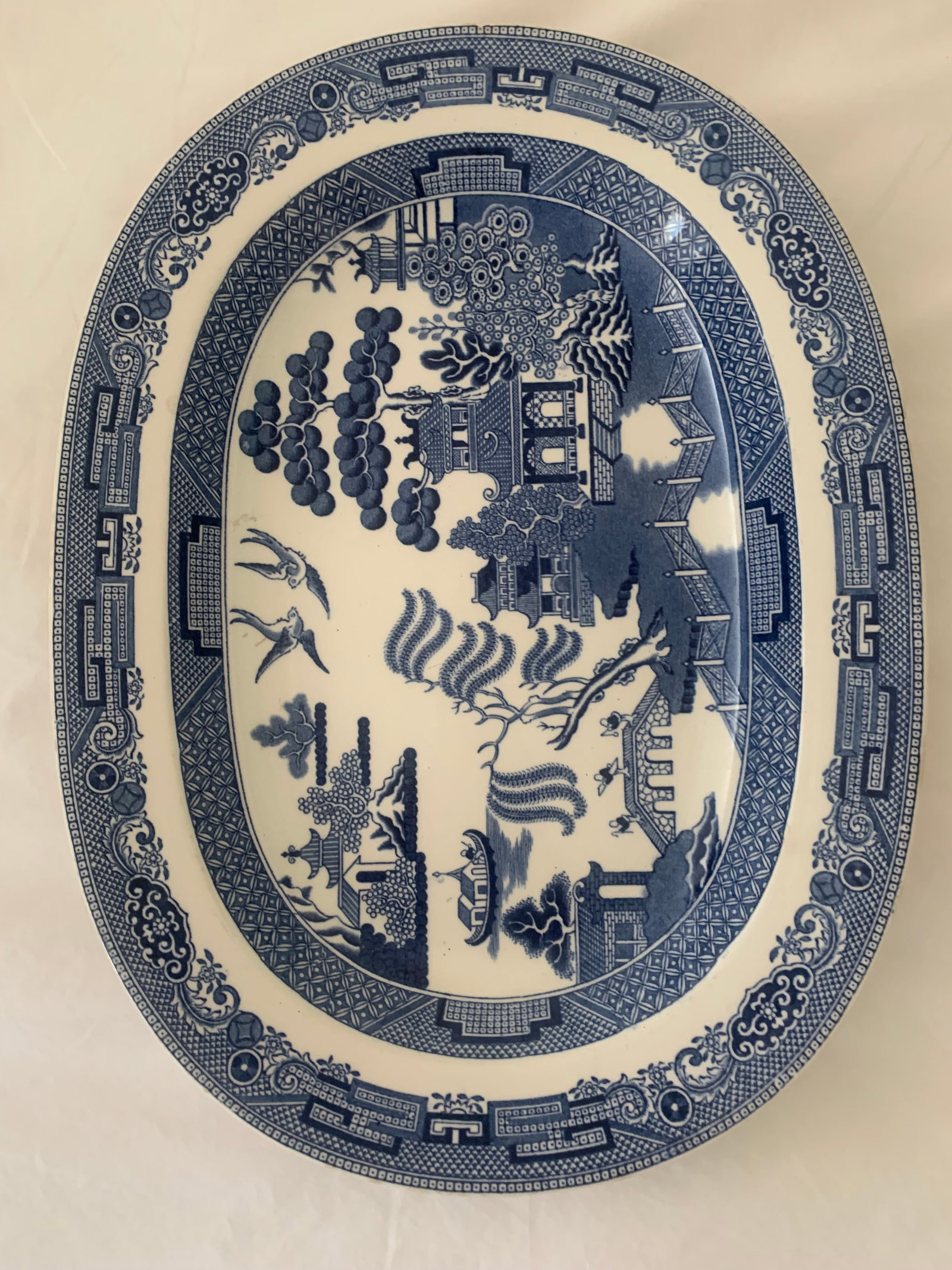 Antique Wedgwood Etruria Serving Dish c1920’s: Title: Antique Wedgwood Etruria Serving Dish c1920’s Description: Antique Wedgwood Etruria Willow Serving Dish c1920’s -Oval 12.5” long, 9.5” wide. Bruise hidden under