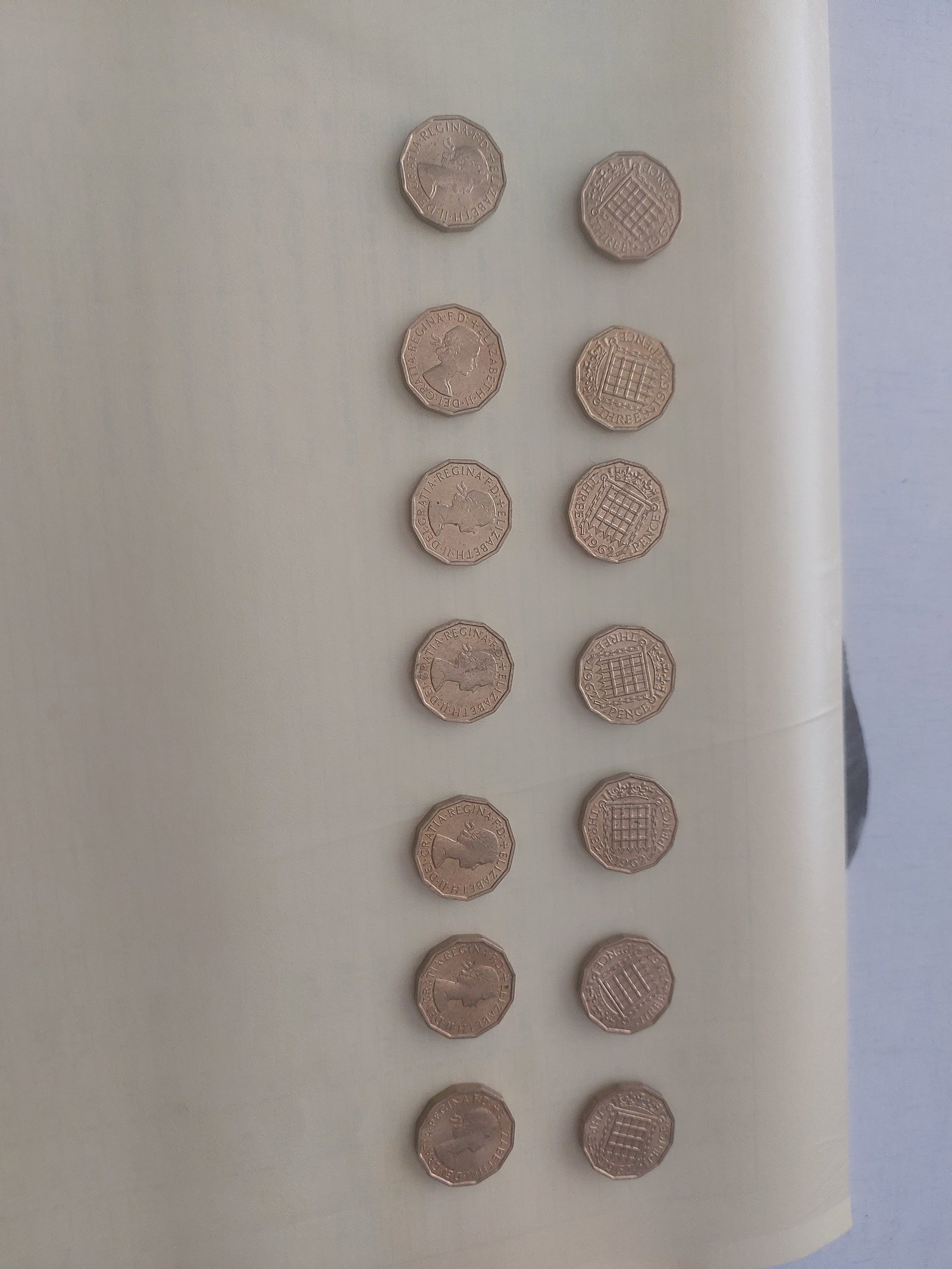 Threepenny Pieces x 14. 1962: Title: Threepenny Pieces x 14. 1962 Description: Bag of 14 threepenny pieces. Not legal tender All 1962 Collectable coins Condition: Used Delivery option: Collection & Delivery Location: